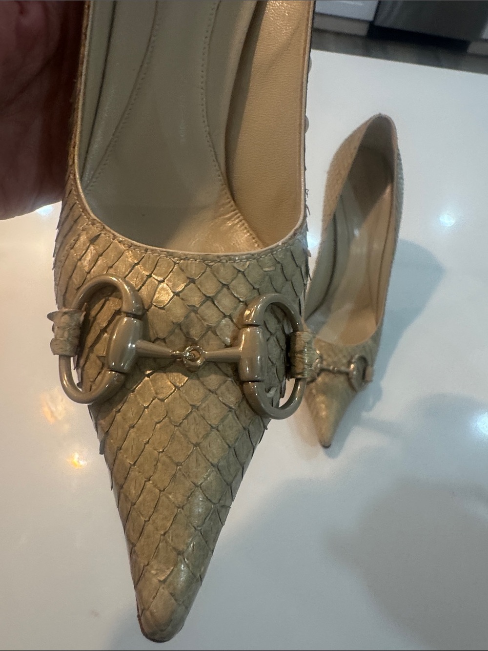 GUCCI 2004 “Tom Ford” Women's Pointed Toe Stiletto Pump in Light Beige -snake - Picture 8 of 17